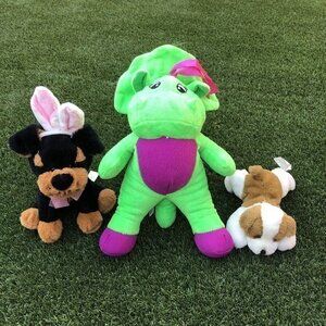 Lot 3 Plush Toys Dan Dee Dog and Baby Bop Barney